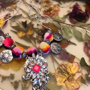 Fun rainbow and silver necklace